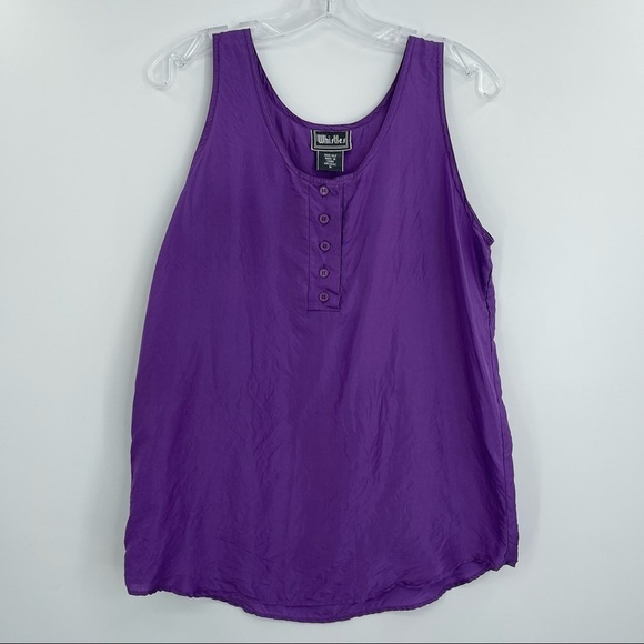 Vintage whistles 100% silk popover tank top purple women's size M classic basic - Picture 1 of 8